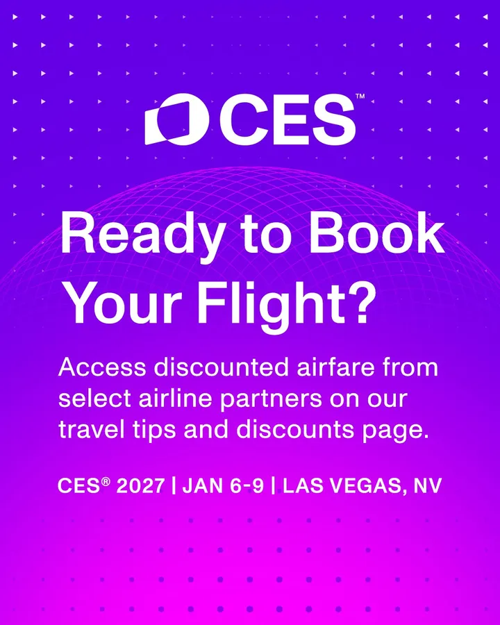 Heading to #CES2027? Save on airfare. 
Discounts and extended routes are available through