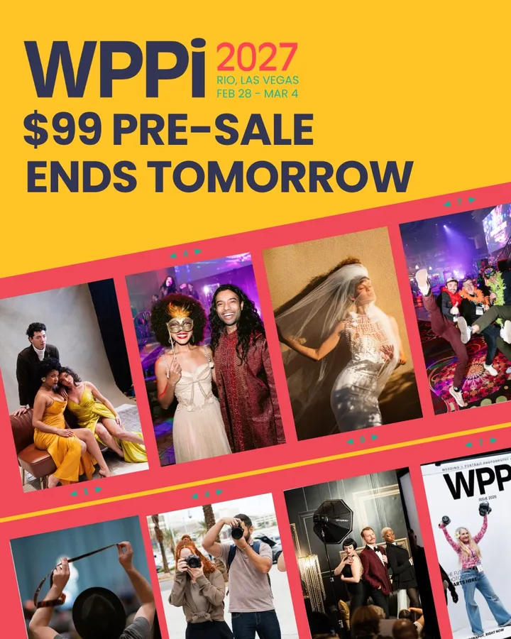 Pre-Sale ends tomorrow.
Right now, WPPI 2027 full conference passes are $99. When regist
